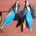 boucles d'oreilles à plumes camaïeu de bleue