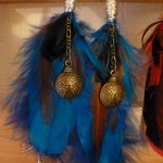 boucles d'oreilles à plumes turquoise