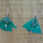 boucles d'oreilles ethnique à plumes vert émeraude