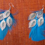 boucles d'oreilles ethnique à plumes turquoises