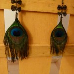 boucles d'oreilles à plumes de paon