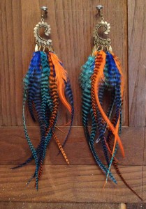 longues boucles d'oreilles à plumes ethnique mamzaile