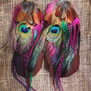 grosse boucles d'oreille à plumes ethnique tribal ethnic afro bohême boho gypsy