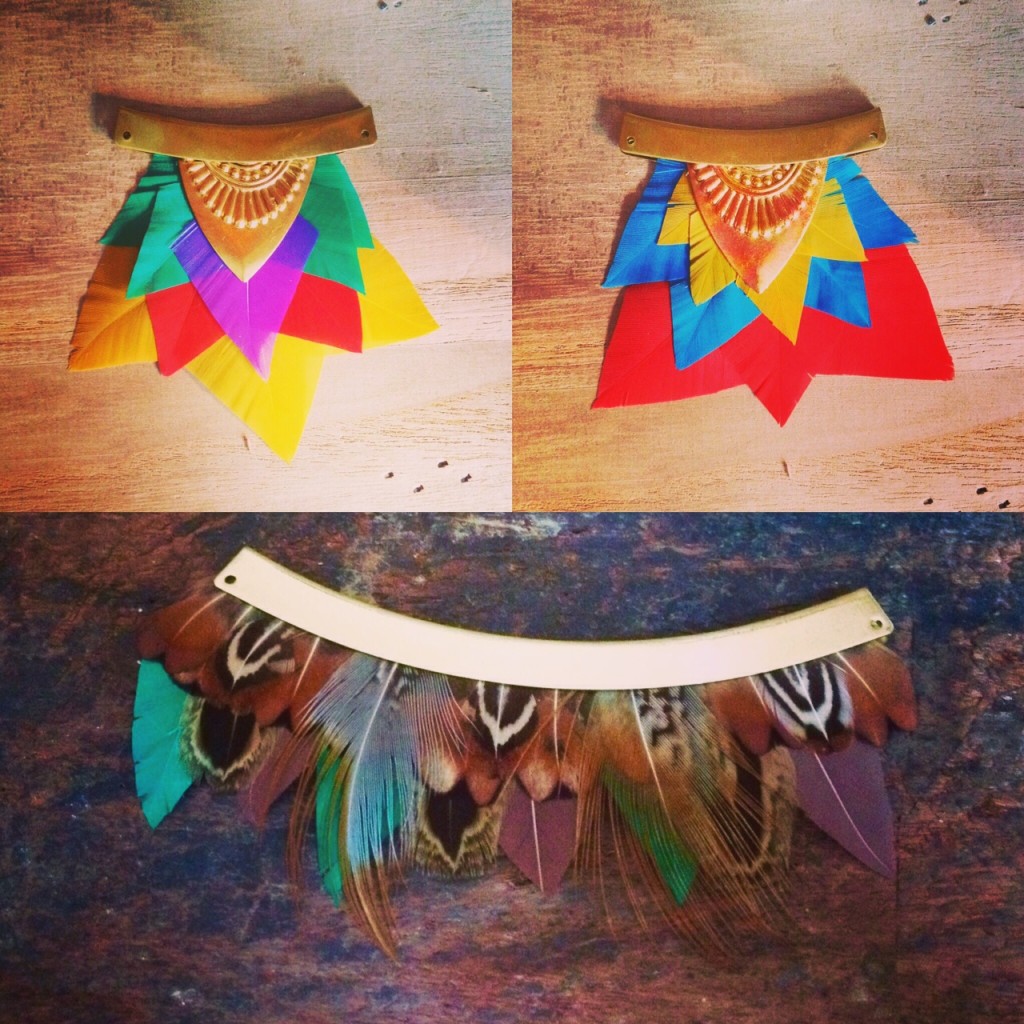 collier à plumes ethnique tribal mamzaile talisman