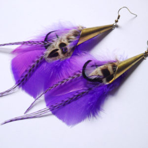 Boucles d'oreilles en plumes ethnique orixa