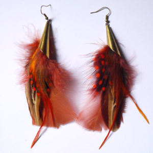 Boucles d'oreilles en plumes ethnique orixa