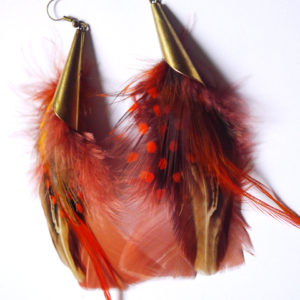 Boucles d'oreilles en plumes ethnique orixa